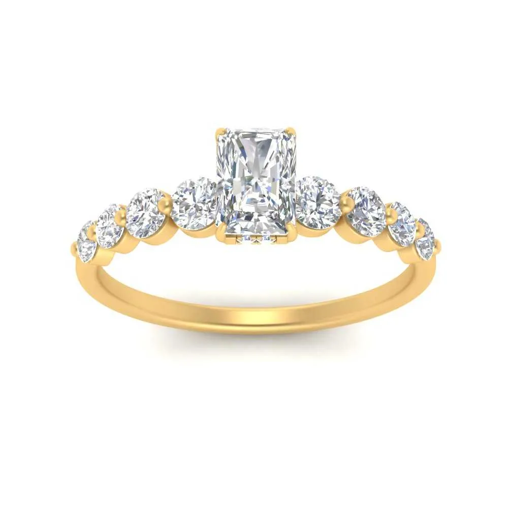 0.50 To 5 Carat Graduated Common Prong Lab Diamond Petite Engagement Ring 14K Gold