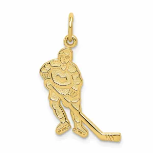 10k Yellow Gold Polished Hockey Player Pendant