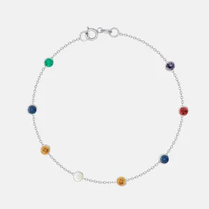 14K Gold 8 Birthstone Charms Bracelet