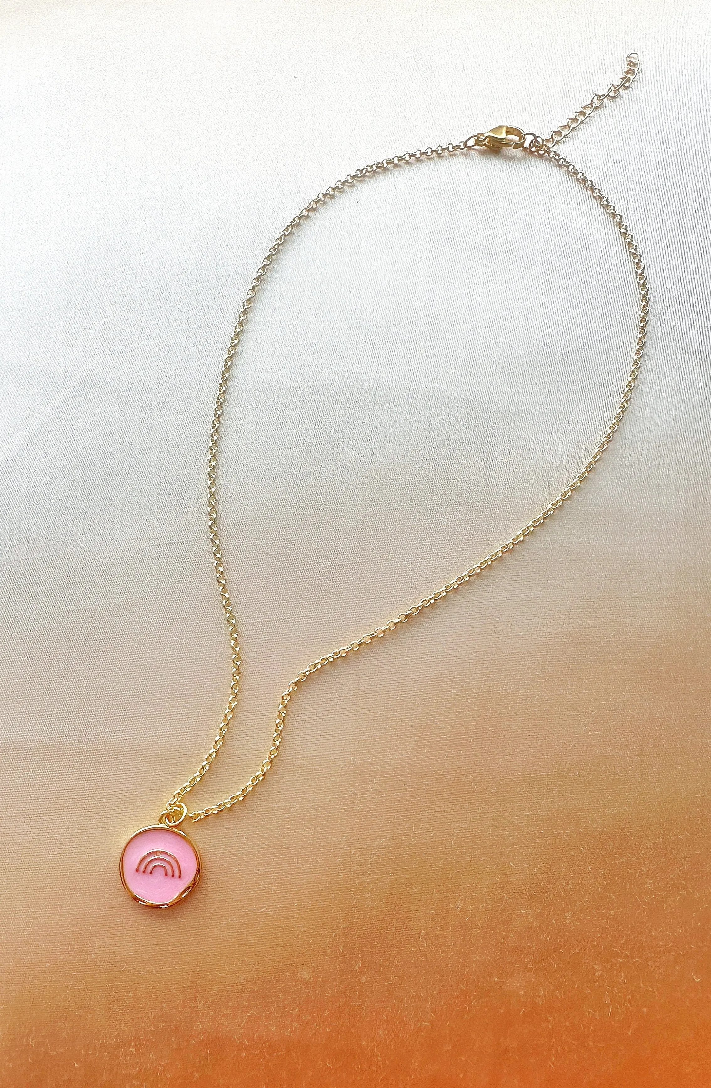 14k Gold-Filled Pink Rainbow Coin Necklace