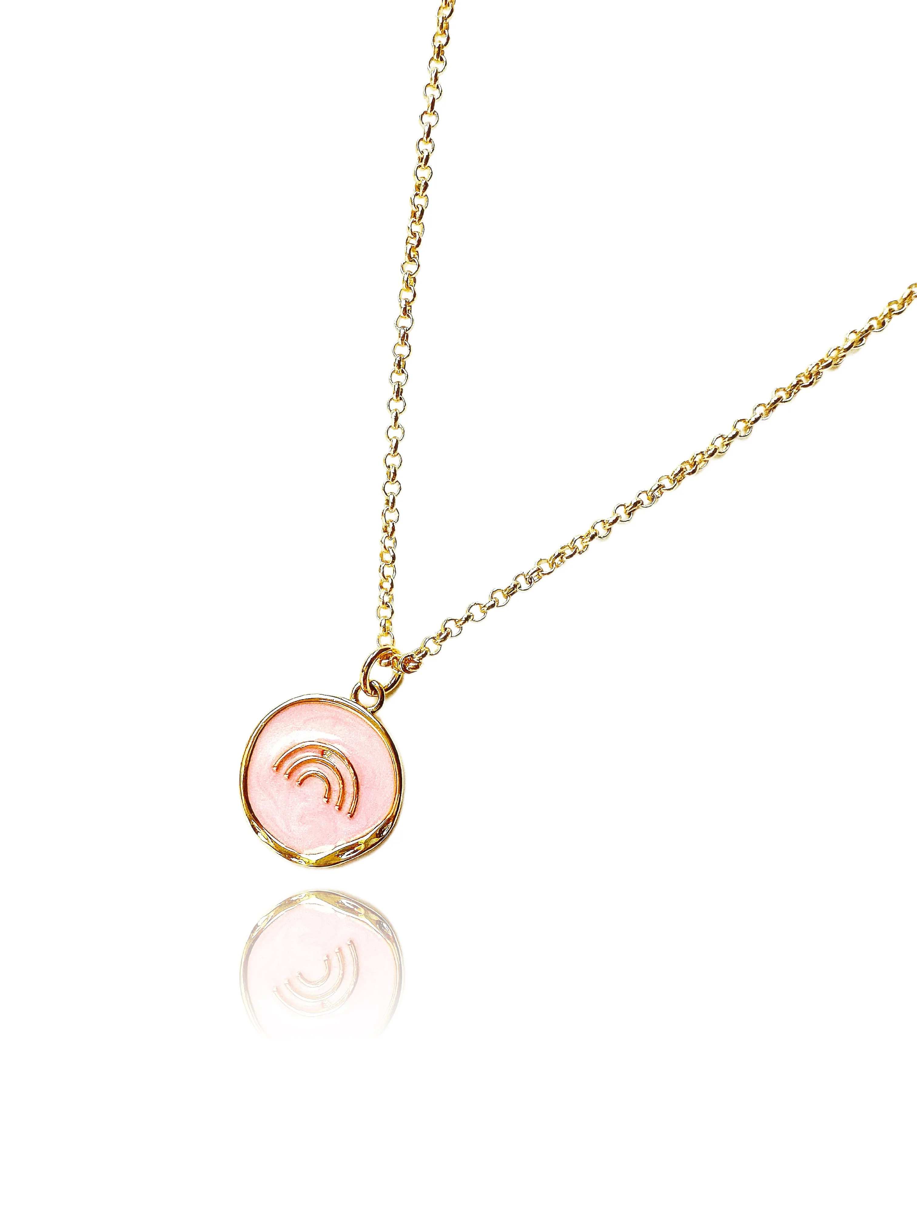 14k Gold-Filled Pink Rainbow Coin Necklace