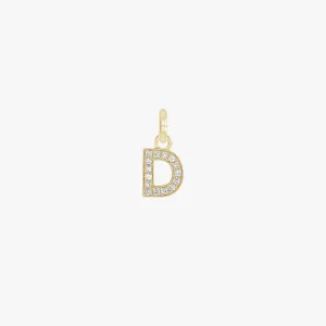 14K Pave Diamond "D" Charm - sample sale