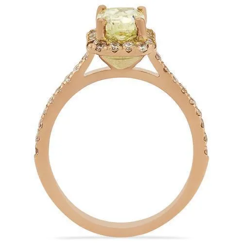 14k Rose Gold Radiant Yellow Diamond Engagement Ring 2.26 Ctw