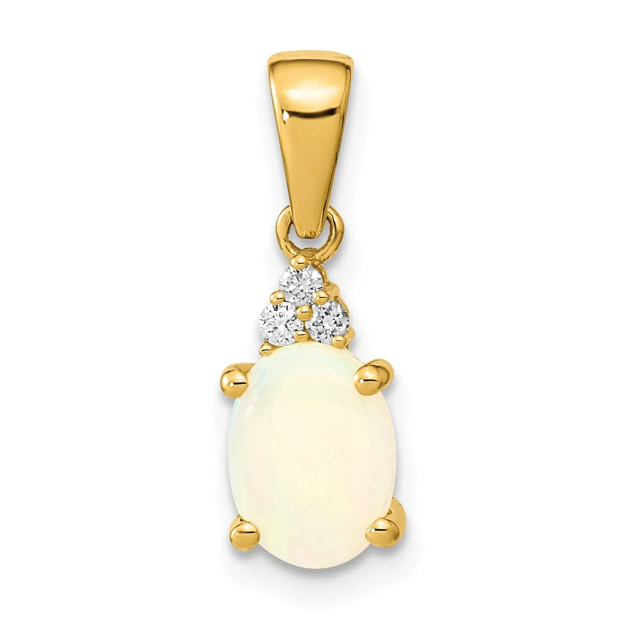 14k Yellow Gold Austrian Opal Diamond Pendant