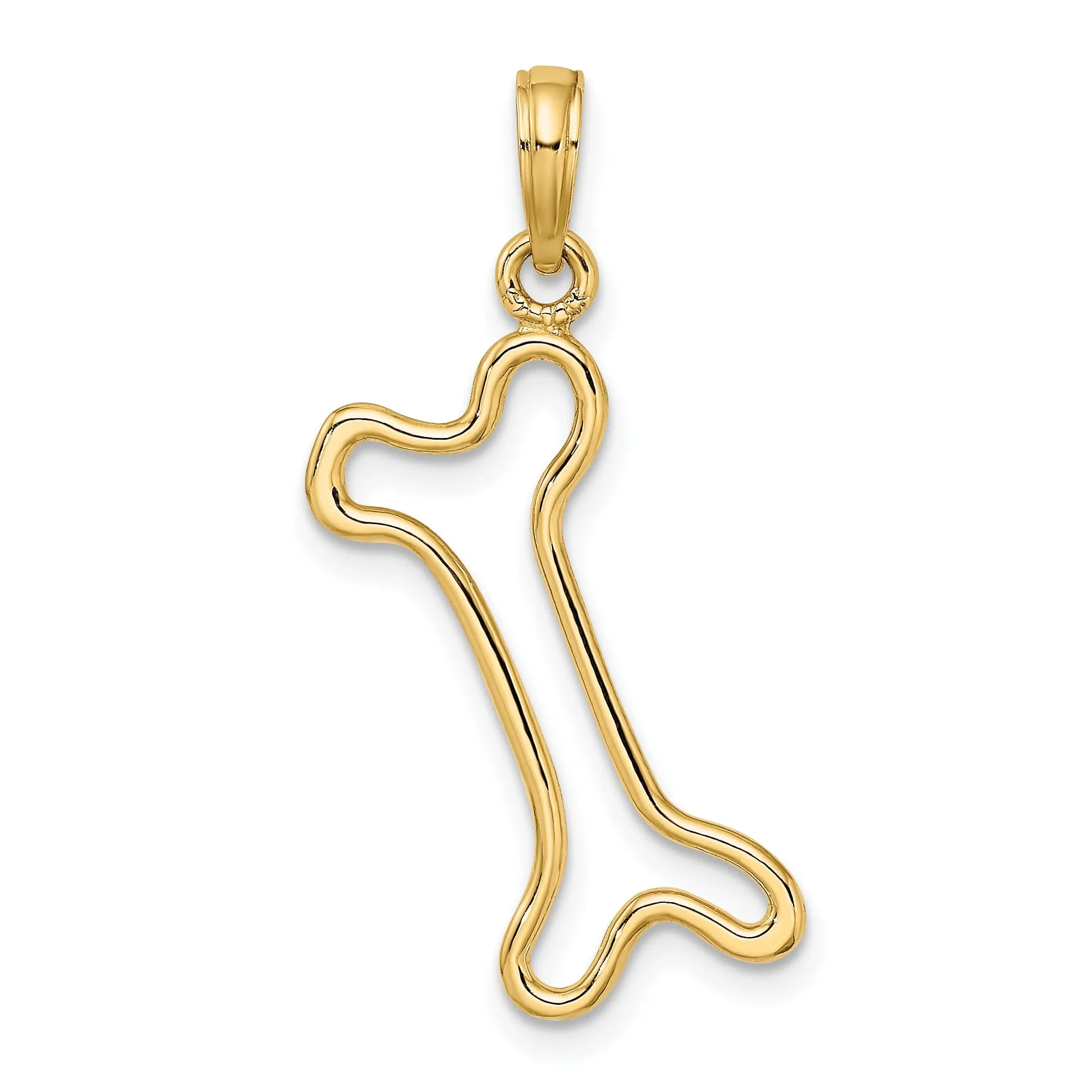 14K Yellow Gold Cut-Out Design Polished Finish Dog Bone Charm Pendant