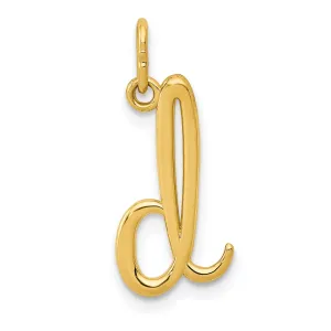 14K Yellow Gold Lower Case Script Letter D Initial Pendant