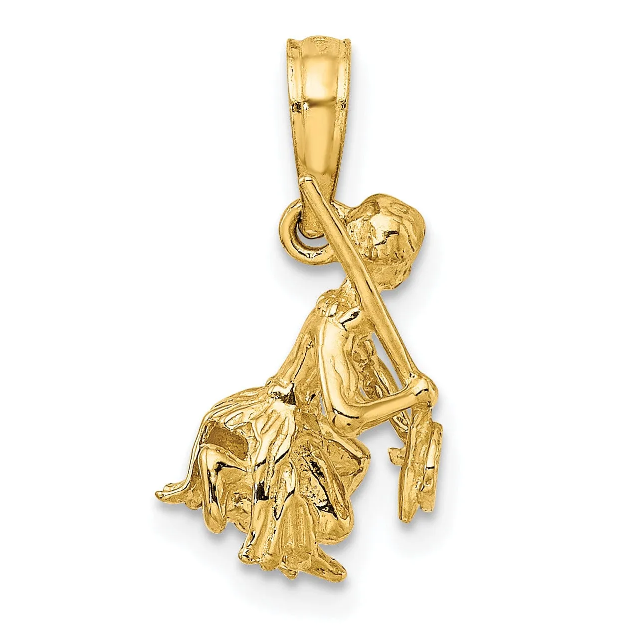 14K Yellow Gold Polished Finish 3-Dimensional Island Warrior Dance Charm Pendant