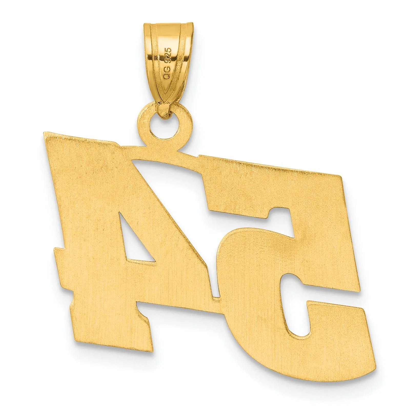 14k Yellow Gold Polished Finish Block Script Design Number 54 Charm Pendant