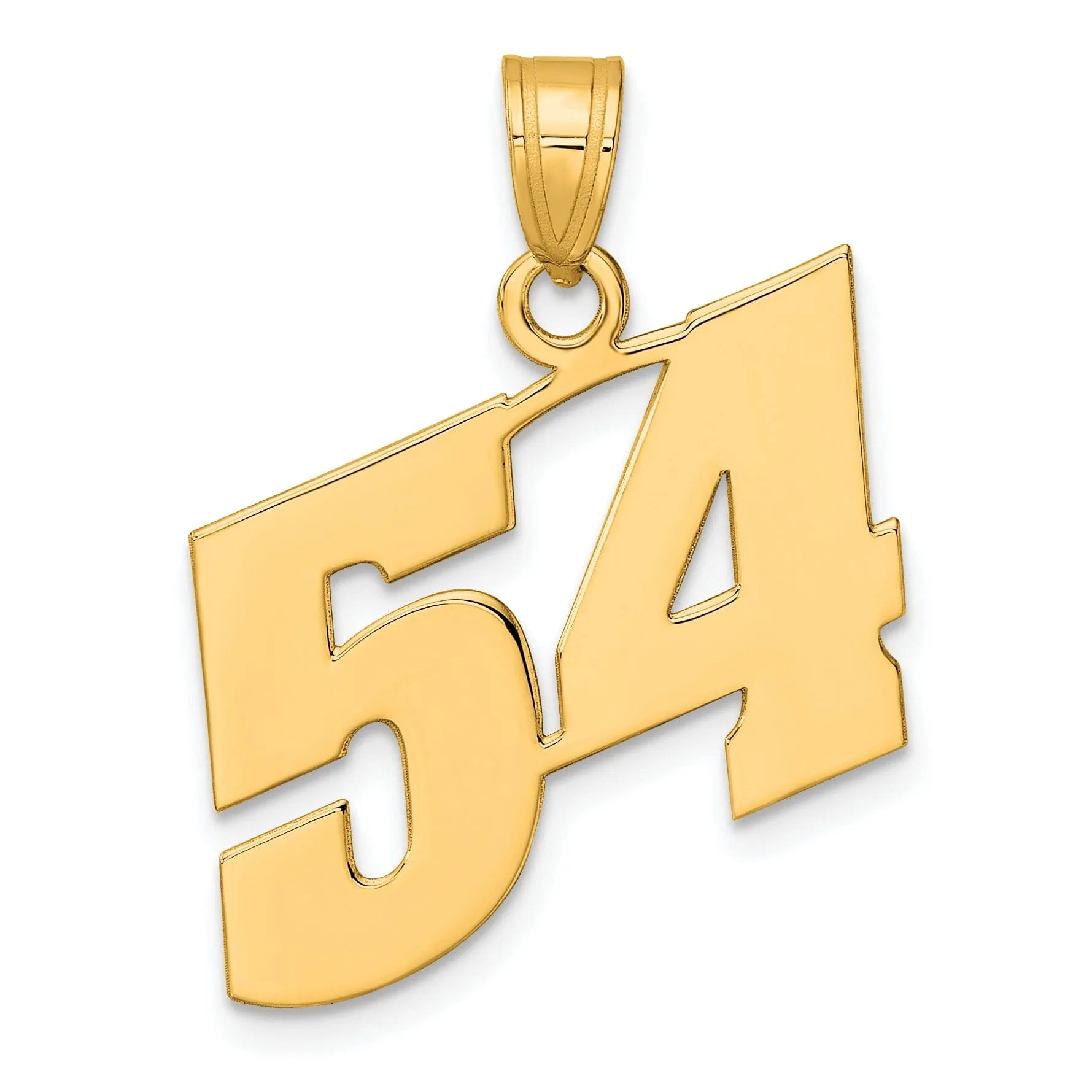 14k Yellow Gold Polished Finish Block Script Design Number 54 Charm Pendant