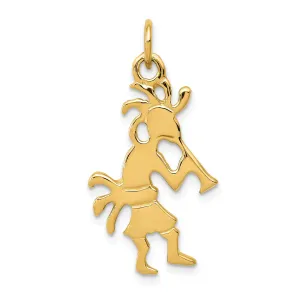 14k Yellow Gold Polished Finish Reversible 3-Dimensional Kokopelli Charm Pendant