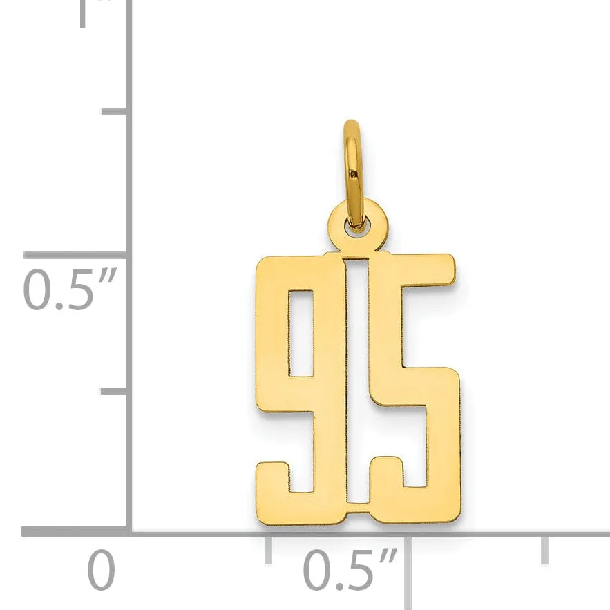 14K Yellow Gold Polished Finish Small Size Elongated Shape Number 95 Charm Pendant