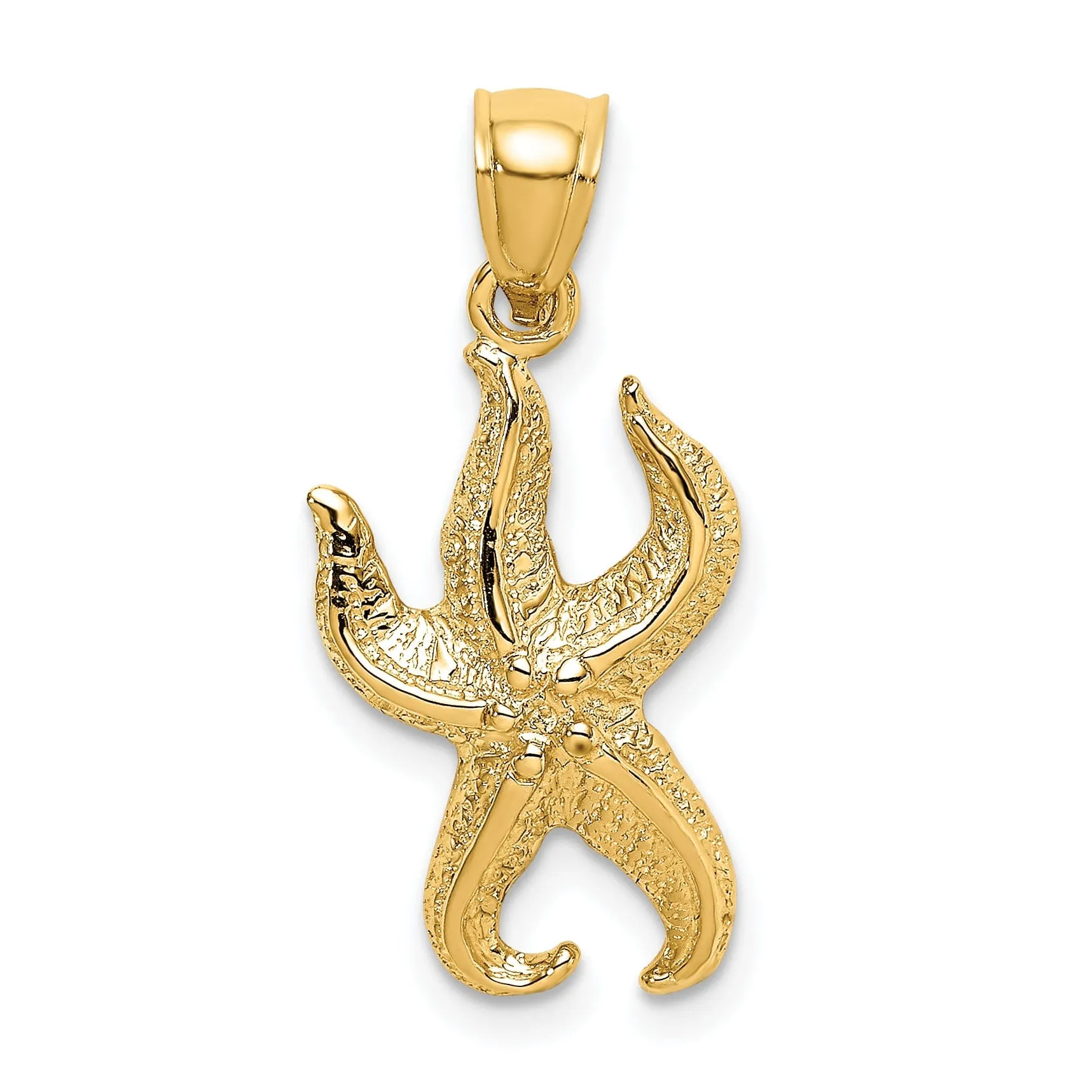 14K Yellow Gold Polished Textured Finish Starfish Charm Pendant