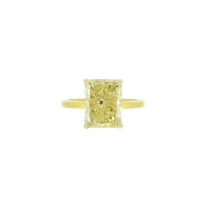 18 Karat Yellow Gold Ring with GIA Fancy Yellow Radiant Cut Diamond