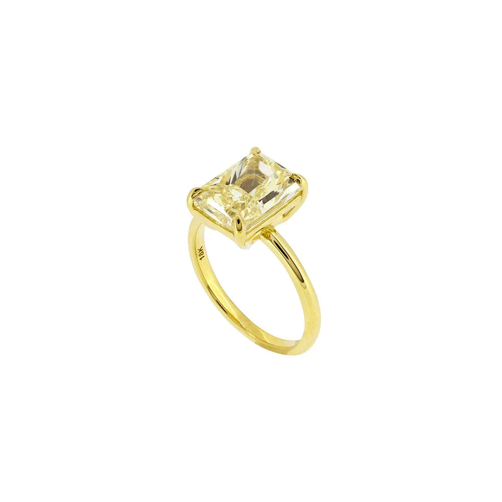 18 Karat Yellow Gold Ring with GIA Fancy Yellow Radiant Cut Diamond