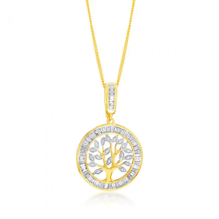 18ct Yellow Gold & White Gold Diamond Pendant