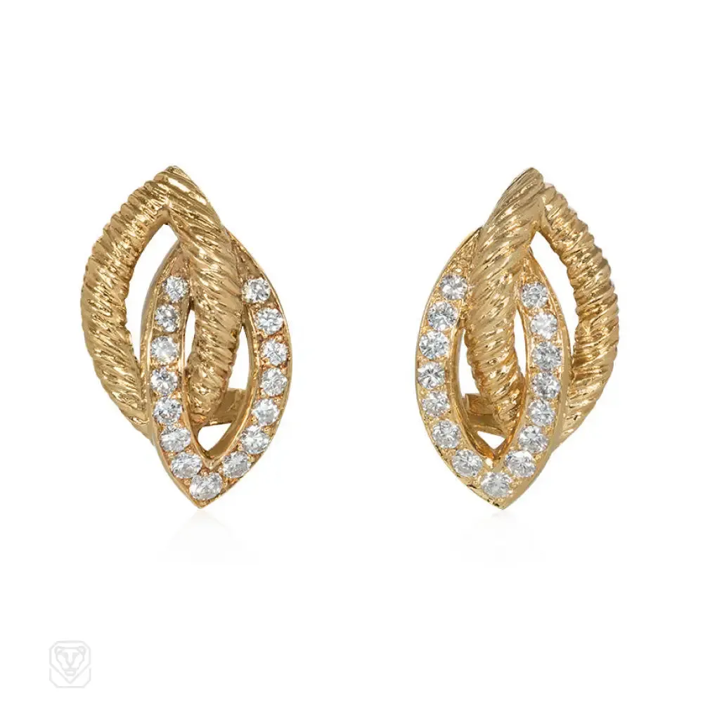 1950s gold and diamond leaf earrings, Van Cleef & Arpels