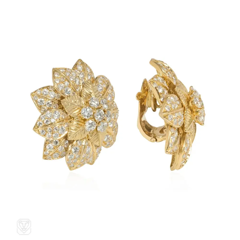 1960s Van Cleef & Arpels diamond-set flower earrings