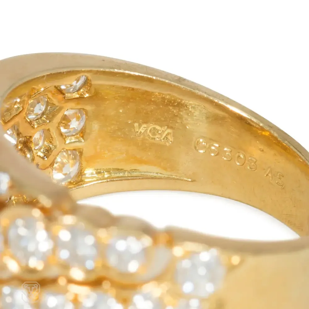 1980s Van Cleef & Arpels pierced gold and pavé diamond ring