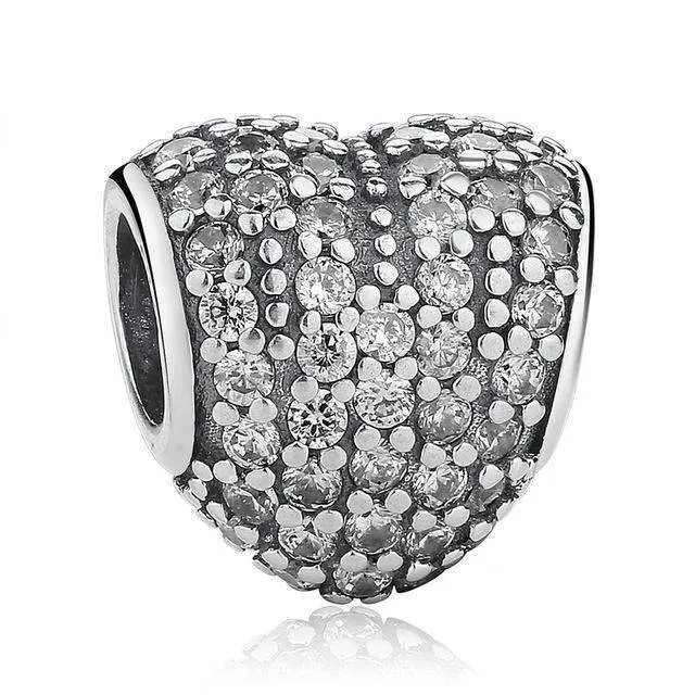 27 Styles of Hearts - 100% Authentic 925 Sterling Silver Charm Beads,  Fits Pan Charm Bracelets