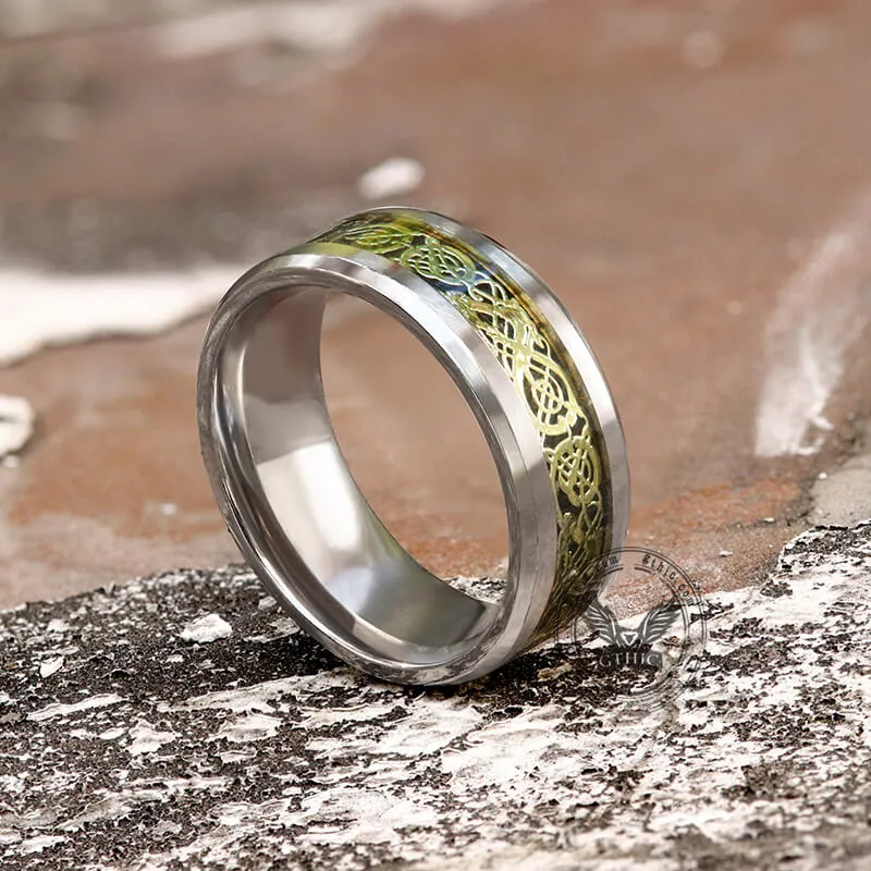 8mm Dragon Pattern Titanium Band Ring