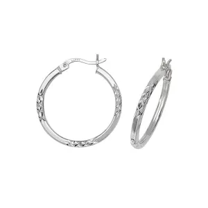 Acotis Silver Hoop Earrings Dia Cut G5724