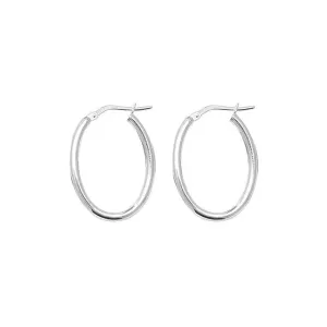 Acotis Silver Hoop Earrings Oval Plain G5258N