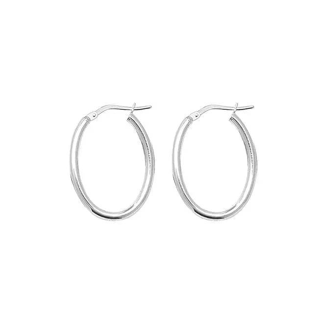 Acotis Silver Hoop Earrings Oval Plain G5258N