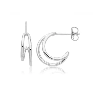 Acotis Silver Hoop Earrings Rhodium Plated G51341