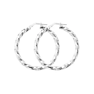 Acotis Silver Hoop Earrings Twisted G5215