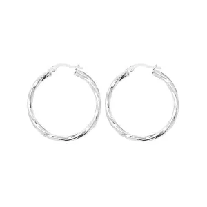 Acotis Silver Hoop Earrings Twisted G5977