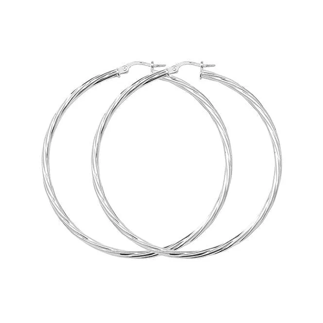 Acotis Silver Hoop Earrings Twisted G5980