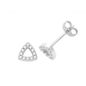 Acotis Silver Stud Earrings Zirconia Triangle G51315