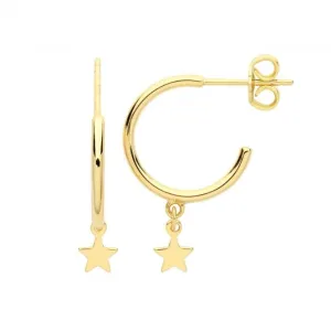 Acotis Silver Yellow Gold Plated Star Earrings G51222GP