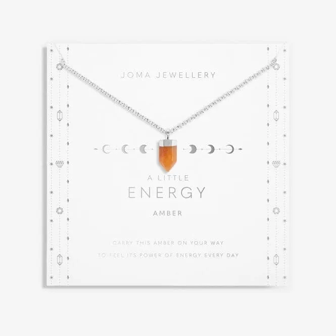 Affirmation Crystal Energy Amber Silver 46cm   5cm Necklace 6145