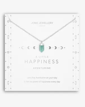 Affirmation Crystal Happiness Necklace in Silver & Aventurine