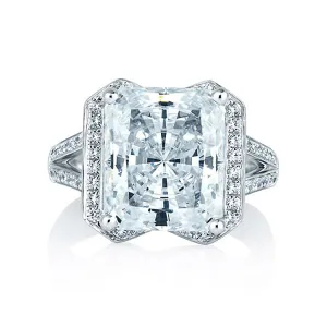 A.JAFFE Radiant Cut Halo Set Engagement Ring MES403/552