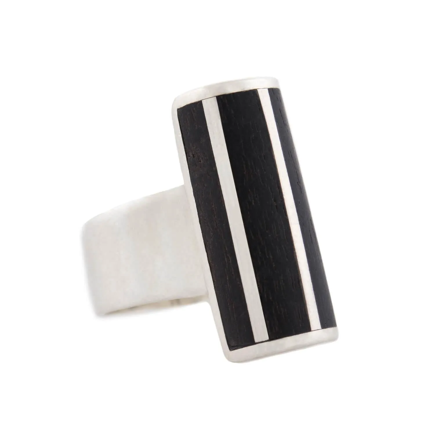 ANNA MARIA ÖBERG Estate Swedish Sterling Silver Ebony Wood Statement Ring