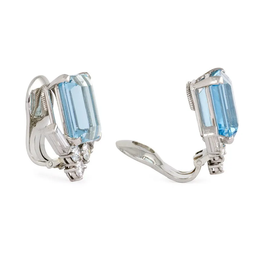 Aquamarine and diamond clip earrings, Van Cleef & Arpels