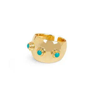 Aurora Gold and Turquoise Statement Ring (adjustable)