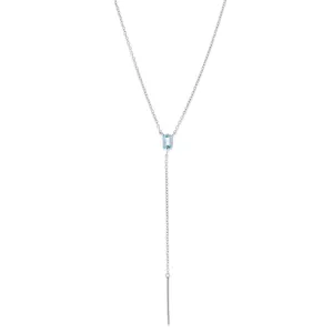 Baguette Lariat, Blue Topaz, Silver