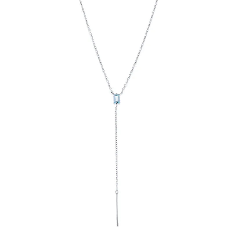 Baguette Lariat, Blue Topaz, Silver