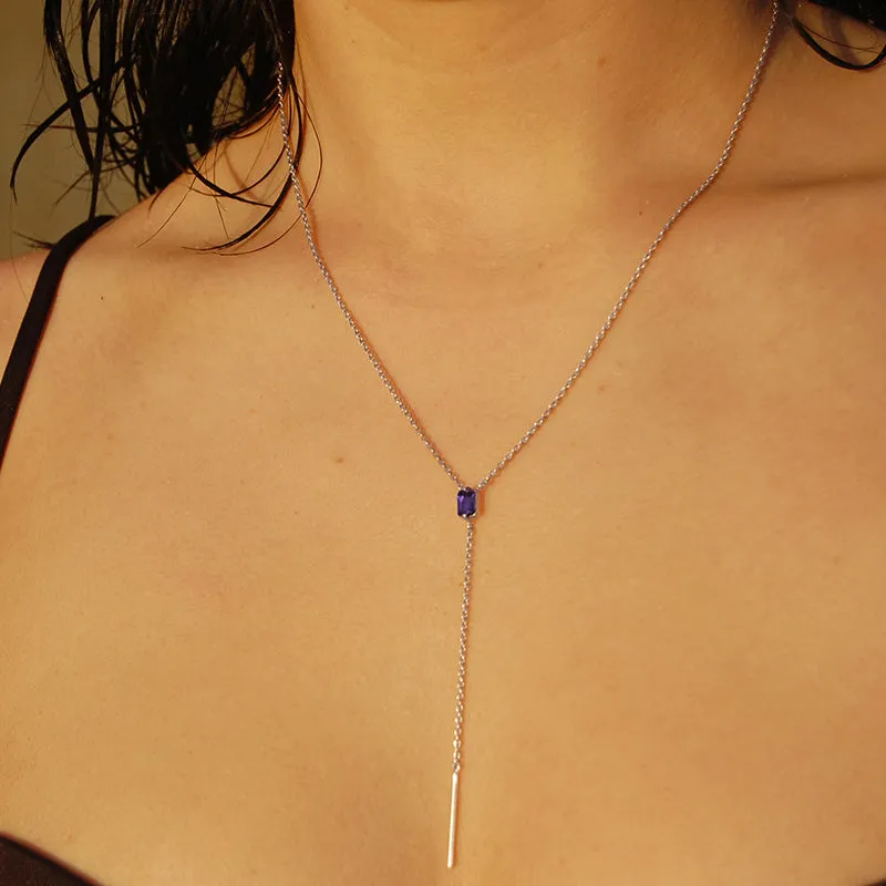 Baguette Lariat, Iolite, Silver