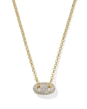 BAILEY PAVE GOLD SHORT PENDANT NECKLACE- WHITE CRYSTAL