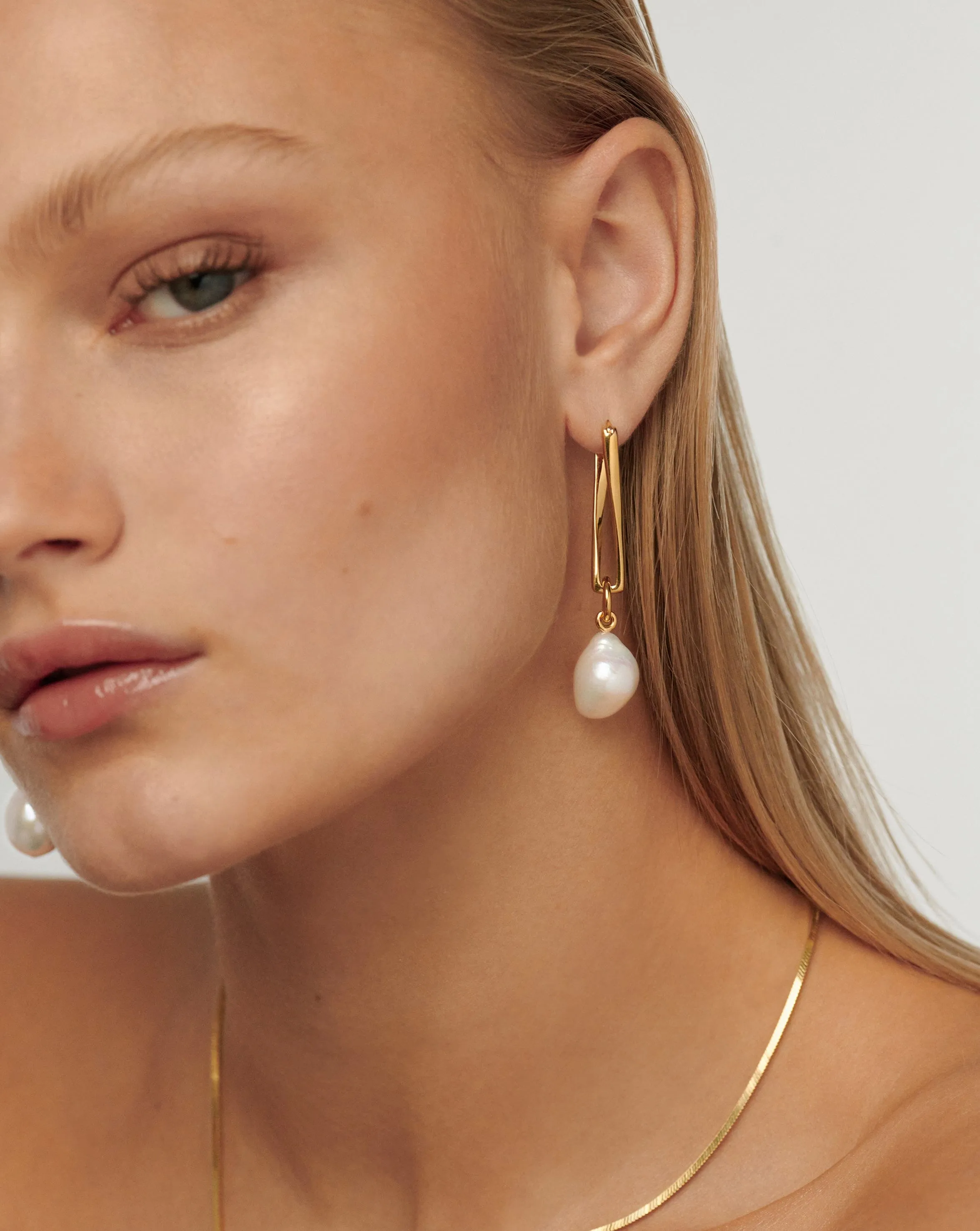 Baroque Pearl Twisted Drop Earrings | 18ct Gold Plated/Pearl