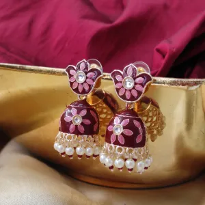 Bhavi Jewels Gold Plated Meenakari Jhumki Earring