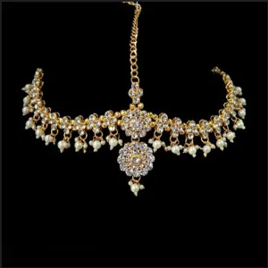 Bhavi Jewels Gold Plated Sheeshphool With Maangtikka