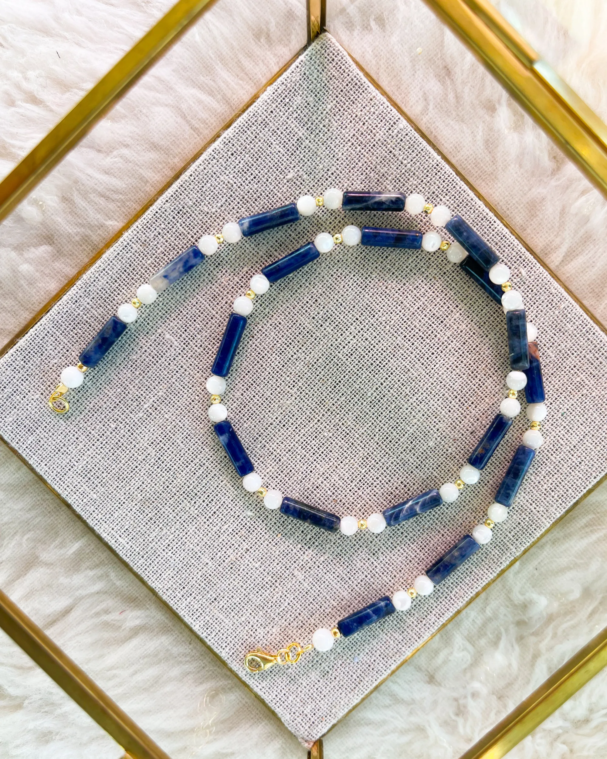 Blue Sodalite and Pearl Necklace