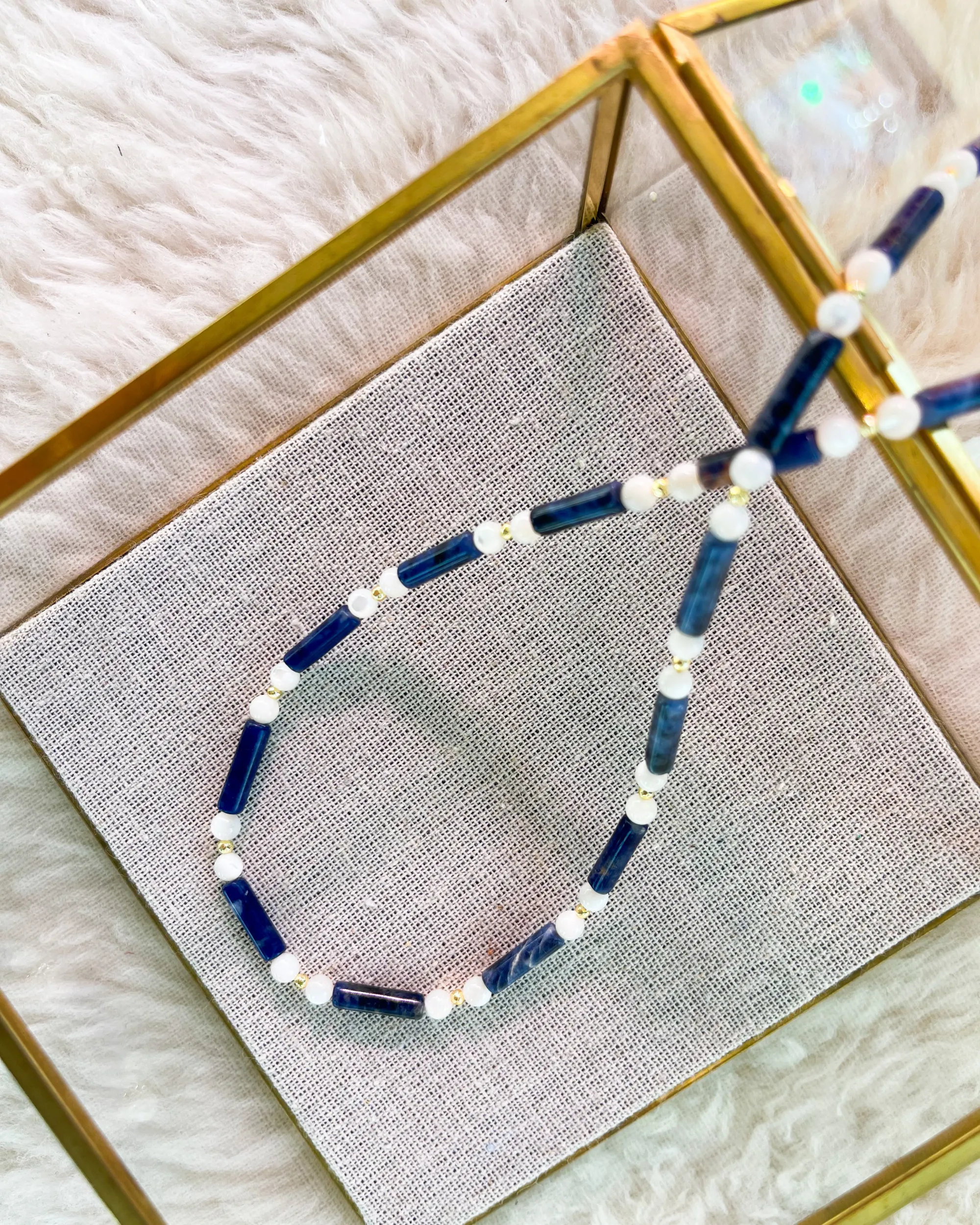 Blue Sodalite and Pearl Necklace