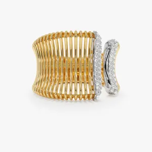 Bold and Ribbed Diamond Open Ring, Lumen