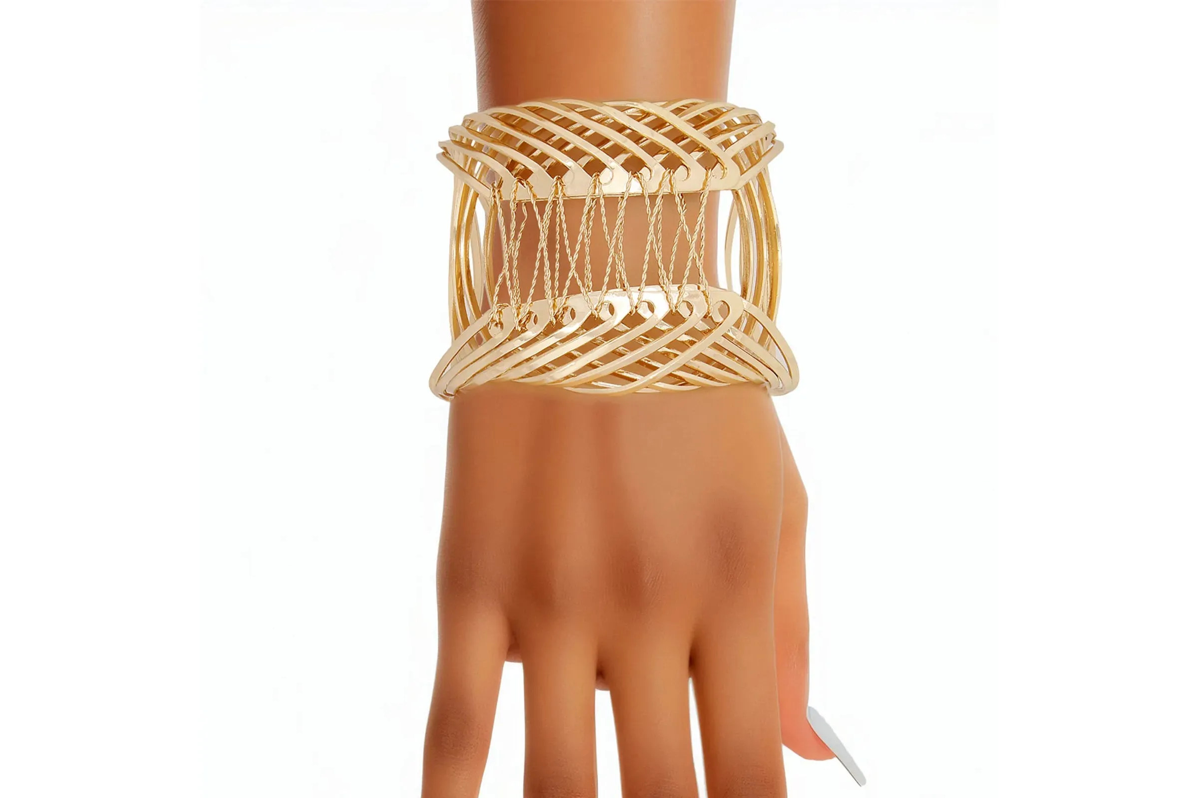 Bracelet Gold Woven Wire Metal Cuff for Women